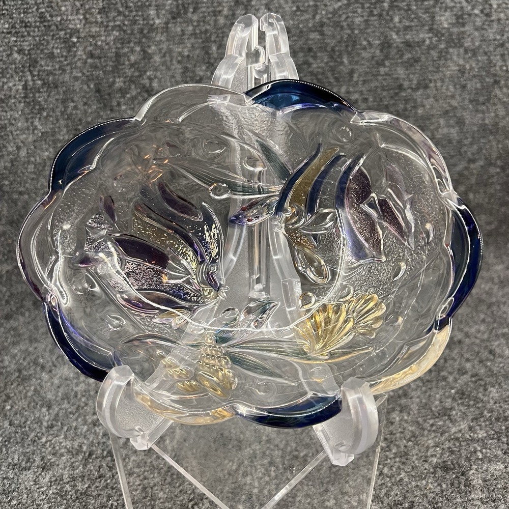 Savoir Vivre Key Largo Tropical Fish Stained Glass Oval Dish Bowl 7.5" x 5.75"